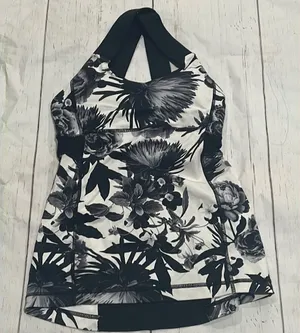 Lululemon black floral tank top thumbnail 1