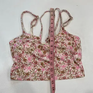 JoyLab Floral Longline Sports Bra Small Pink Brown Strappy Yoga Crop Top thumbnail 7