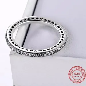 SIZE 8 925  Hearts Clear CZ Stackable Ring thumbnail 5