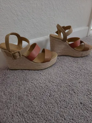 Soda Tan and Rust Two-Strap Wedge Sandals thumbnail 3
