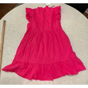 Caroline Constas Designer Tiered Ruffled Mini Dress Hot‎ Pink 100% Cotton thumbnail 7