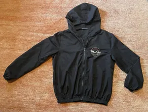 Brandy Melville Black Full Zip Hooded Windbreaker California Malibu Unisex thumbnail 1