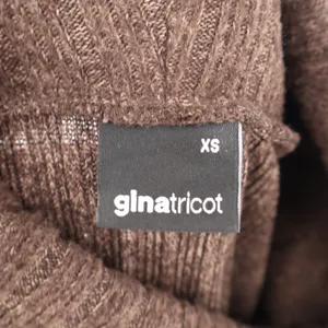 Gina Tricot Brown Turtleneck Ribbed Knit Mini Dress XS Long Bell Sleeve Slit thumbnail 3