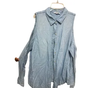 BB‎ Dakota Womens Chambray Sleeveless Shirt w/ Sleeves Light Wash Denim Size L thumbnail 4