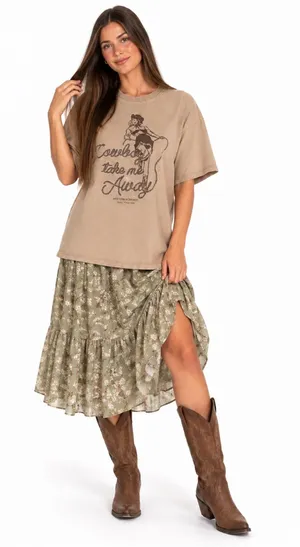 Rebel + Fleur 3XL Cowboy Take Me Away Western Romance Oversized Cowgirl Tee Boxy thumbnail 1