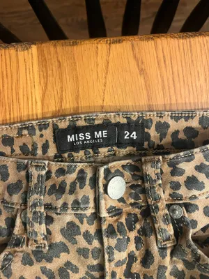 Miss Me Leopard Print Women’s Jeans - Tan and Black thumbnail 2