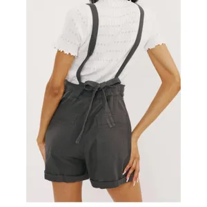 Free People Overall Shorts In dark grey featuring a zipper closure Size Medium thumbnail 4