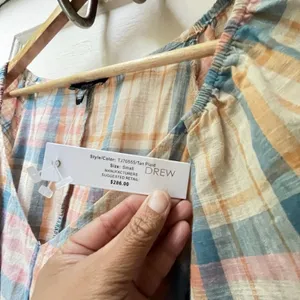 Anthropologie Drew Babydoll Dress S Plaid Prairie Cottagecore Cotton Boho Barn thumbnail 4