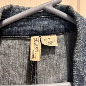 St. Johns Bay Womens 1X Blue Denim Blazer Jacket Stretch Cotton Medium Wash thumbnail 5