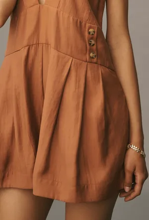 Anthropologie Sleeveless V-neck Pinafore Romper, Size S thumbnail 3