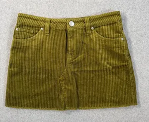 BDG Women's X-Small Olive Green Corduroy Mini Skirt Frayed Pockets thumbnail 1