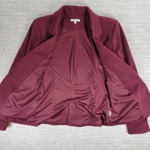 41 Hawthorne Tweed Blazer Womens Medikum Burgundy Jacket Elbow Patches Buttons thumbnail 7