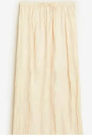 J. Crew Featherweight Crinkle Drawstring Maxi Skirt Cream Ivory Large thumbnail 2