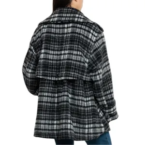 Free People Highlands Wool Plaid Peacoat Size XL thumbnail 3