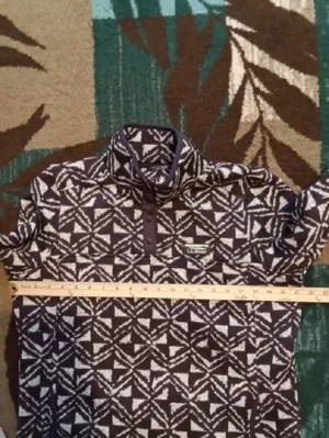 L.L.Bean & White Patterned Fleece Pullover Cabincore Gorpcore Womens L thumbnail 7