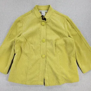 Requirements Corduroy Swing Jacket Womens M Yellow 3/4 Wide Sleeve Big Buttons‎ thumbnail 1