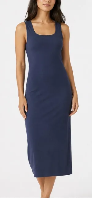 Vuori Pose Scoop Neck Midi Dress in Blue Coast XS thumbnail 1
