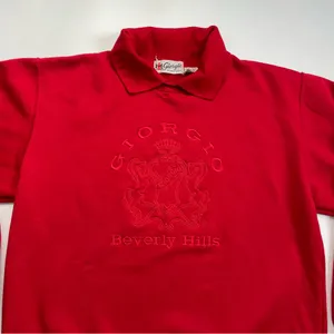 Vintage Giorgio Beverly‎ Hills Sweatshirt Red Collar Top Embroidered Preppy 80s thumbnail 4