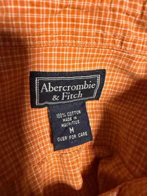 Vintage Y2K Abercrombie and Fitch Orange Gingham Check Button Down Shirt thumbnail 3