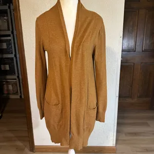 Dreamers Cardigan Sweater Brown M/L‎ Womens Open Front Long Sleeve Knit T1992 thumbnail 4