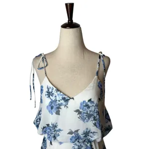 Lulus Pollen for You Maxi Dress Women Small Blue White Floral Chiffon Wedding thumbnail 7