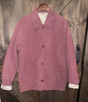Women's Sz M Medium Quilted‎ Burgundy Jacket Homegrown Fisherman's Button thumbnail 1