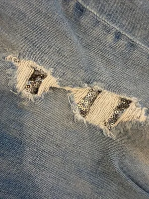 7 For All Mankind Light Blue Distressed Skinny Jeans w/ Glitter Size 30 - C8-064 thumbnail 12