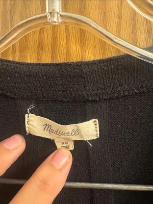 Madewell Black Ribbed V-Neck Button-Up Cardigan thumbnail 2