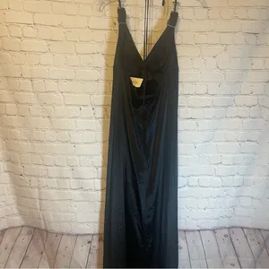 NWT B’zar black satin halter crystal embellished gown, 6 thumbnail 2