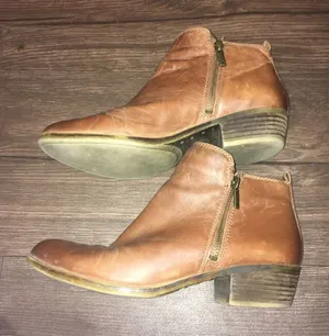 Lucky Brand Basel double zipper soft leather brown booties thumbnail 1