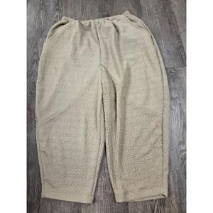 Inoah Crinkle Tan Beige Shirt Crop Pants Outfit Matching Set Small thumbnail 6
