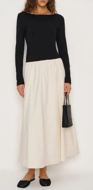 Reformation Abel Knit Dress in Black & Sugar S thumbnail 1
