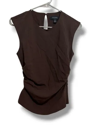 Banana Republic Top Womens 4 Brown Ruched Draped Sleeveless Keyhole Blouse NEW thumbnail 1
