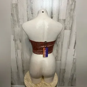 Brown Printed Two Piece Skirt Set Medium | Strapless Tube Top & Midi Skirt thumbnail 5