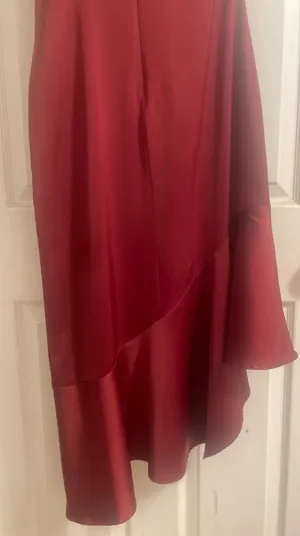 Lulus Burgundy Satin Midi Dress thumbnail 6