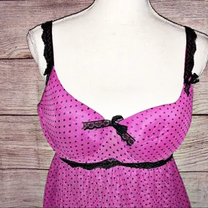 Jaclyn Smith Pink and Black Polka Dot Camisole Size L thumbnail 2