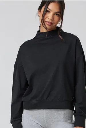Vuori funnel neck pullover sweater charcoal black small thumbnail 1