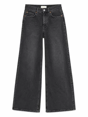 H&M Black High Rise Wide Leg Cotton Blend Jeans Size 2 thumbnail 1