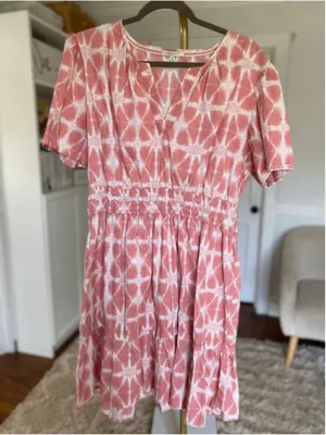 Kate And Sam Mini Dress Pink Tie Dye Cotton Boho Coquette Resort Romantic‎ Beach thumbnail 2