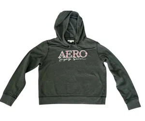 Aeropostale Aero Eighty Seven Gray‎ Pullover Hoodie Unisex M thumbnail 1