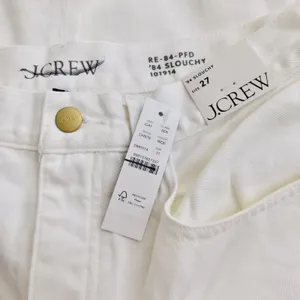 NWT!!‎ J. CREW White '84 Slouchy Jeans Solid Button Fly Straight Legs Size 27 thumbnail 13