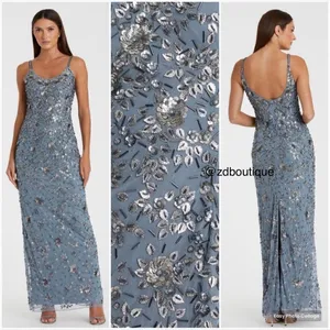 NWT Mac Duggal 5477 Womens Floral Embellished Scoop Neck Evening Gown Dress thumbnail 2