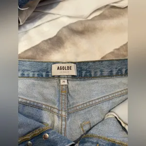 Agolde Blue Jean Shorts with Frayed Hem thumbnail 4