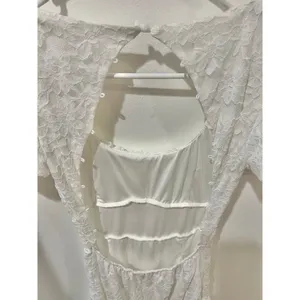 Commense NWT Women Small White Lace Open Back Mini Dress Summer Cottage Coquette thumbnail 8