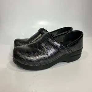 Dansko clogs black multicolored metallic women's size 37 6.5 nursing‎ work shoes thumbnail 3
