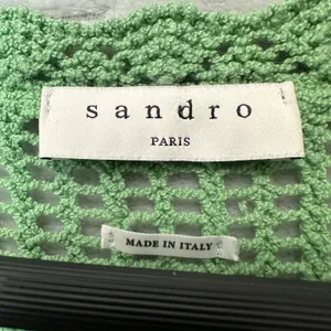 Sandro Paris Joe Pointelle Open Knit Top M Green‎ Cottagecore Soft Girl Romantic thumbnail 5