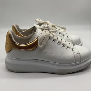 Alexander McQueen Metallic Gold & White Oversized Lace Up Sneakers Size 39 thumbnail 7