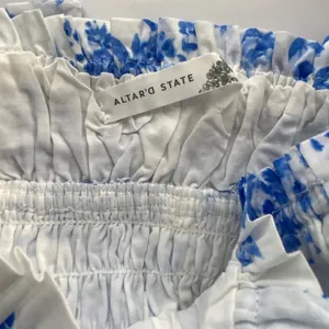 Altar'd State Tie Shoulder Blue and white midi dress size XS thumbnail 3