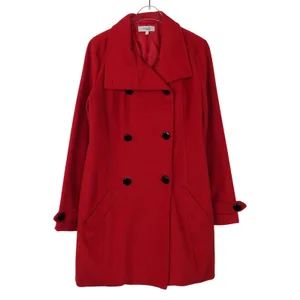Charlotte Russe Red Wool Pea Coat Small Long Double Breasted Peacoat thumbnail 12