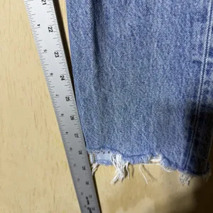 AGOLDE‎ Riley Crop Straight Jeans Women 24 High Rise Raw Hem Blue Denim thumbnail 4